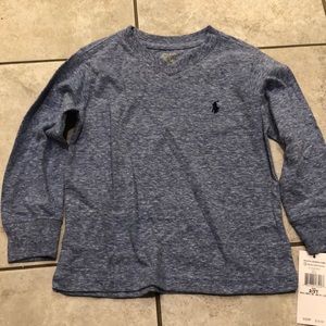 Long sleeve blue polo v neck